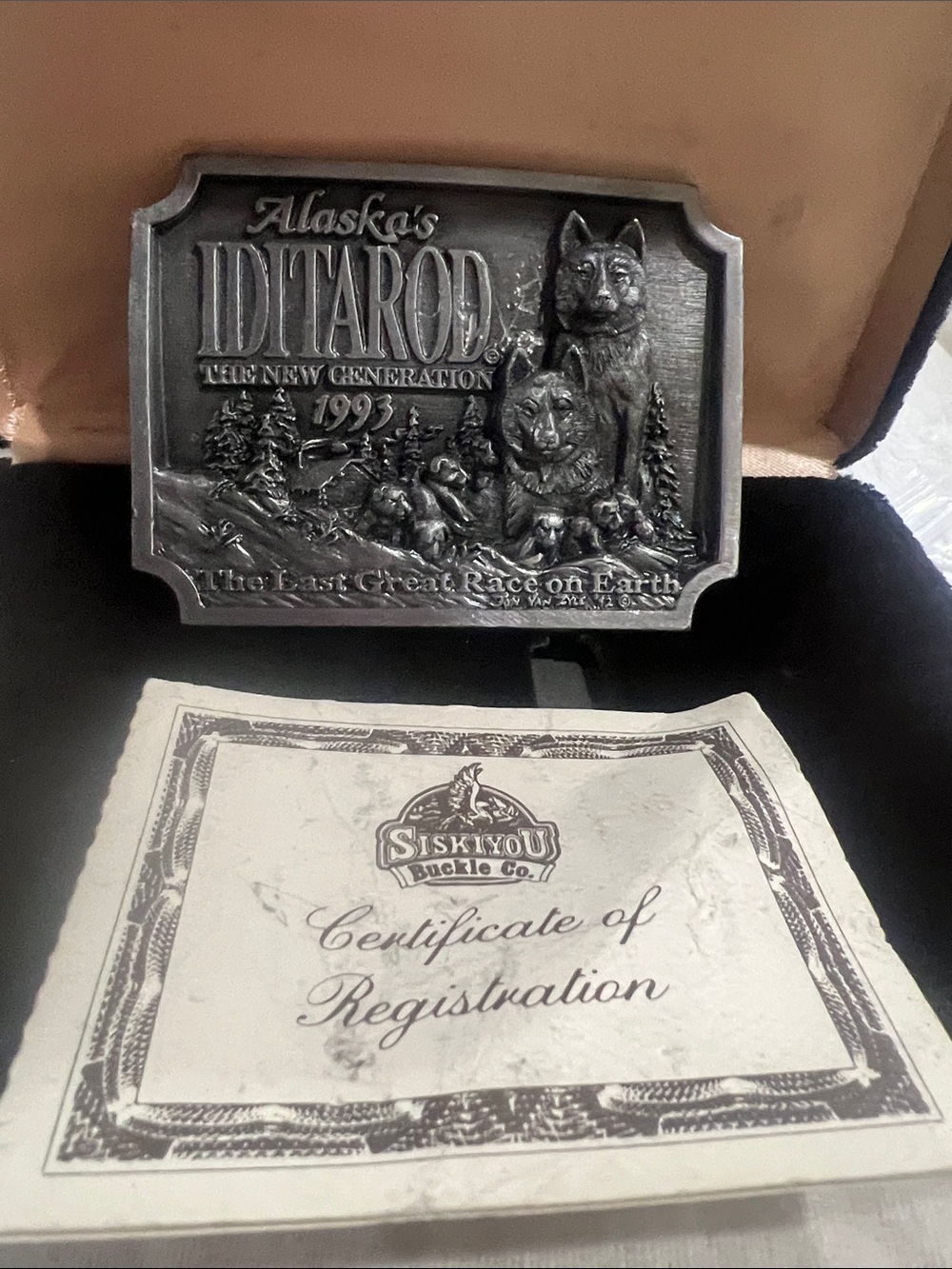 B#80-Iditarod 1993 Commemorative Belt Buckle - Silver